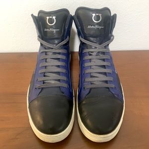 Ferragamo Men’s Blue High Top Sneaker 9.5D